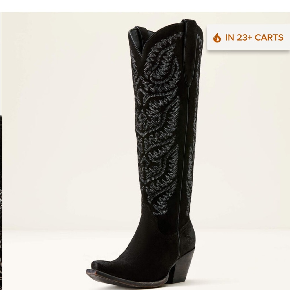 Ariat Black Embroidered Tall Cowboy Boots